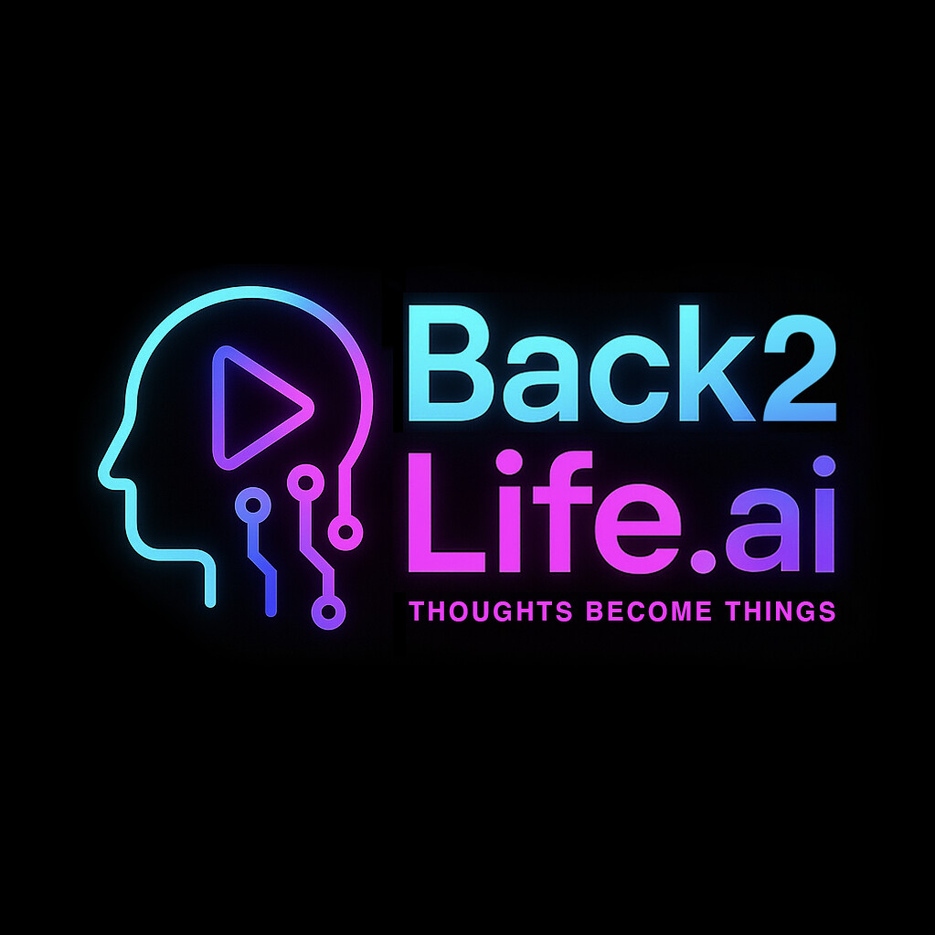 Back2Life.ai logo — used as the color and branding reference for the product spec sheet
