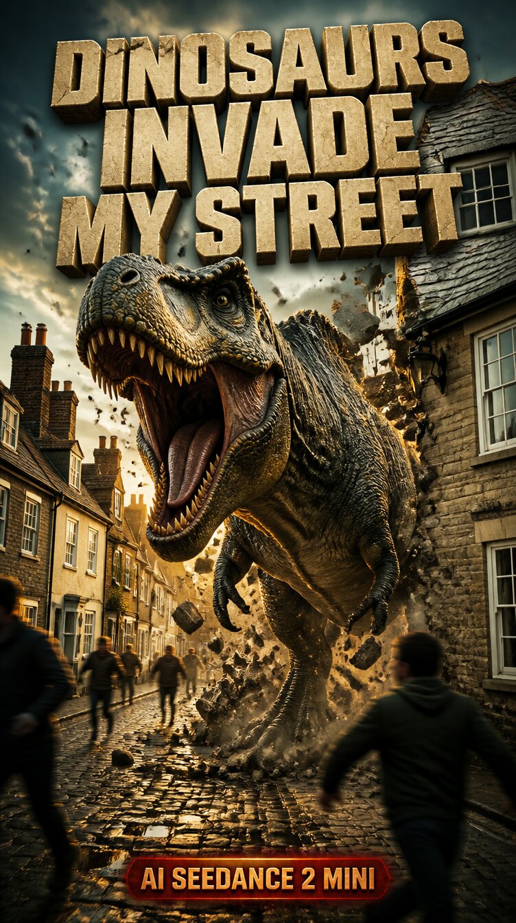 Dinosaurs Invade My Street — final generated look
