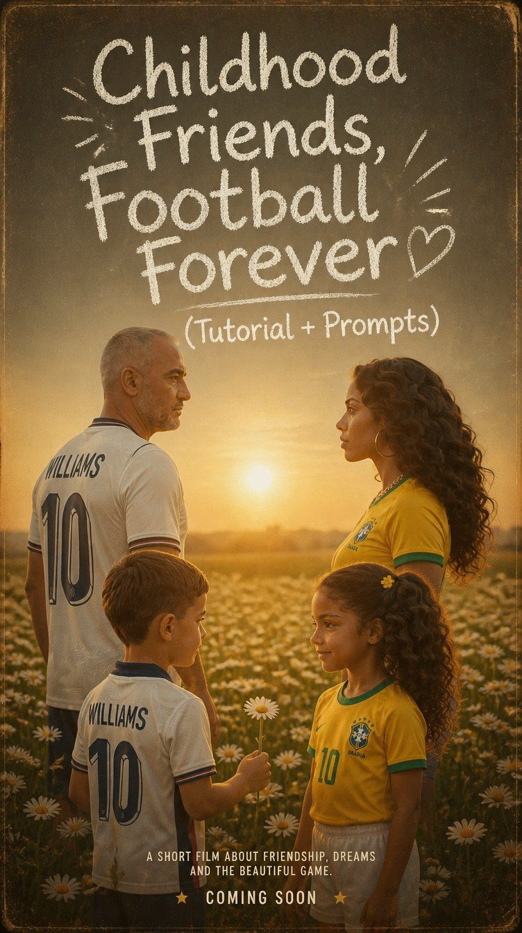 Childhood Friends, Football Forever — 9:16 vertical concept poster
