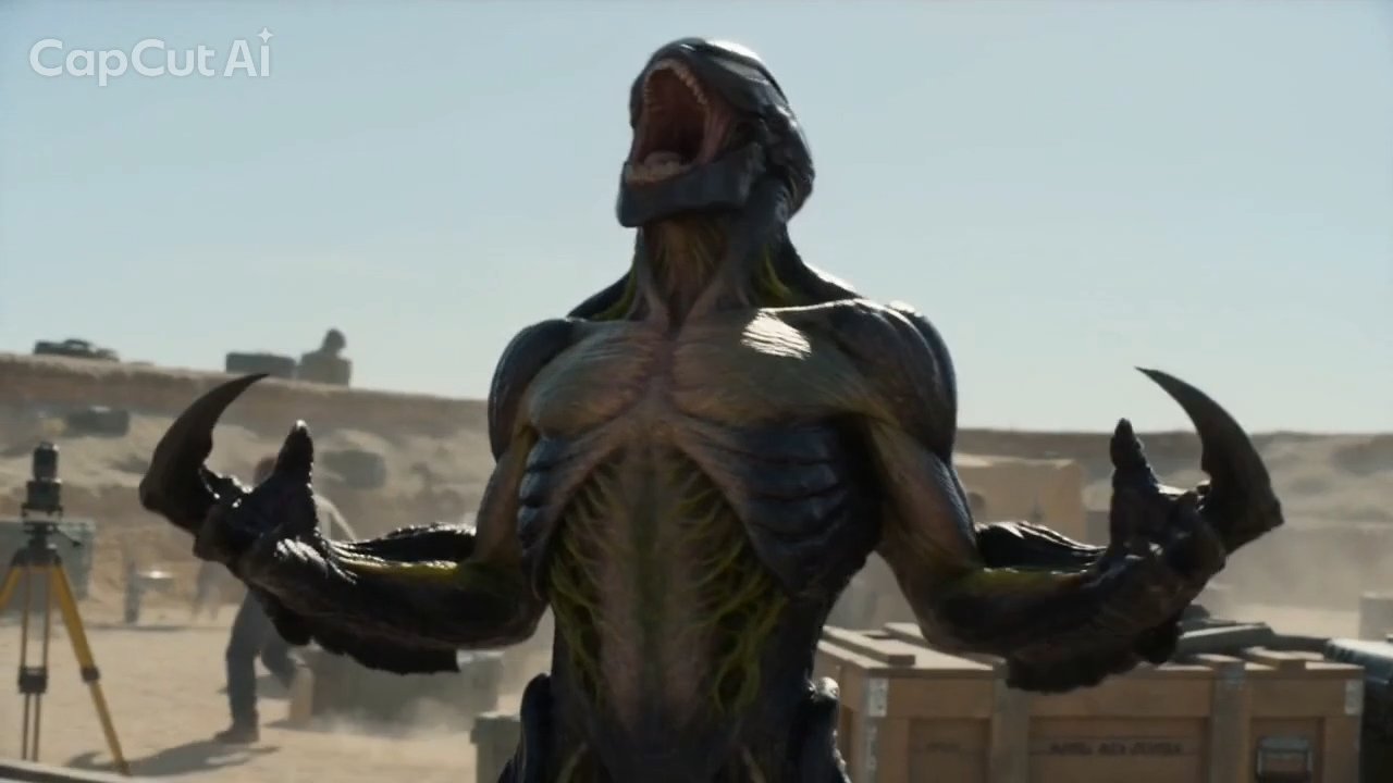 The scorpion creature roars with curved claw blades