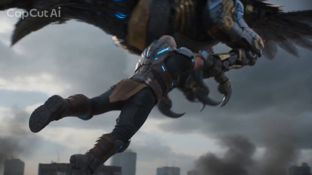 The eagle's talons catch him mid-leap