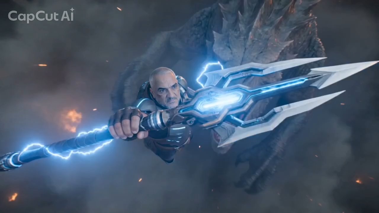 The dive — lightning spear crackling