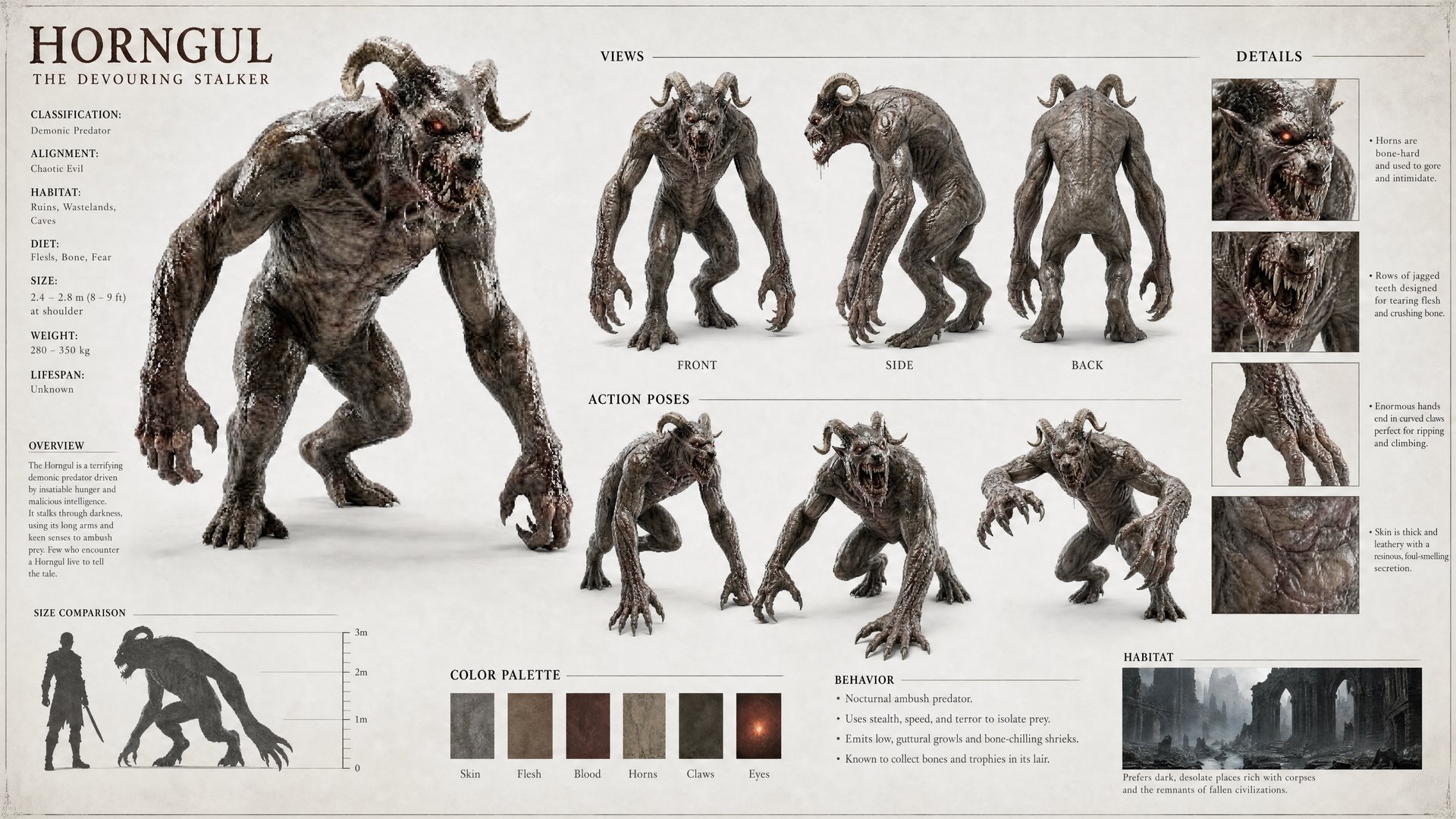 Horngul demonic creature design sheet